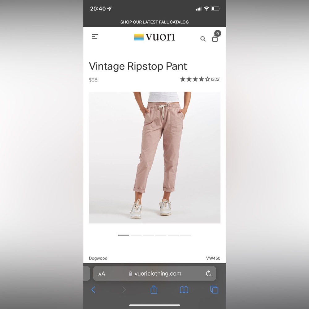 Brand new with tags! Vuori vintage ripstop pant